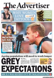 The Advertiser (Australia) Newspaper Front Page for 18 February 2013