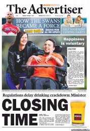 The Advertiser (Australia) Newspaper Front Page for 1 October 2012