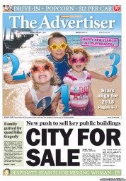 The Advertiser (Australia) Newspaper Front Page for 1 January 2013