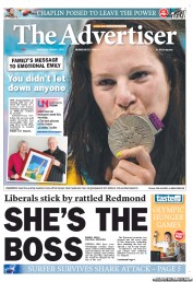 The Advertiser (Australia) Newspaper Front Page for 1 August 2012