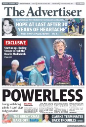 The Advertiser (Australia) Newspaper Front Page for 20 November 2013