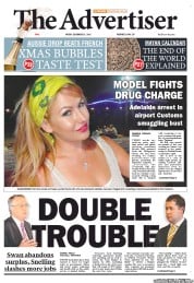 The Advertiser (Australia) Newspaper Front Page for 21 December 2012