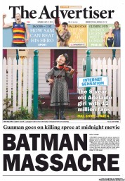 The Advertiser (Australia) Newspaper Front Page for 21 July 2012