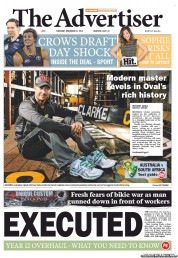 The Advertiser (Australia) Newspaper Front Page for 22 November 2012