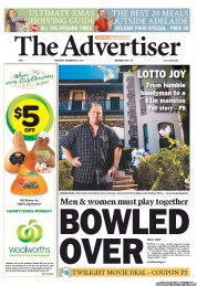The Advertiser (Australia) Newspaper Front Page for 22 December 2012