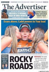 The Advertiser (Australia) Newspaper Front Page for 24 January 2014