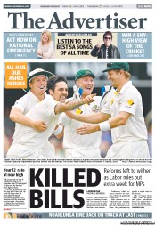 The Advertiser (Australia) Newspaper Front Page for 25 November 2013