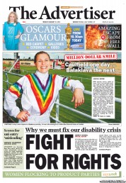 The Advertiser (Australia) Newspaper Front Page for 25 February 2013
