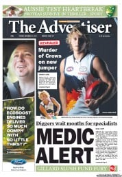 The Advertiser (Australia) Newspaper Front Page for 27 November 2012