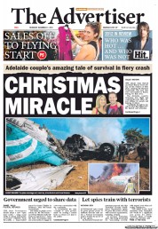 The Advertiser (Australia) Newspaper Front Page for 27 December 2012