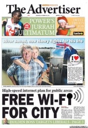 The Advertiser (Australia) Newspaper Front Page for 28 November 2012