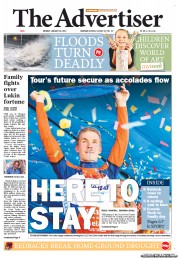 The Advertiser (Australia) Newspaper Front Page for 28 January 2013