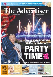 The Advertiser (Australia) Newspaper Front Page for 28 July 2012
