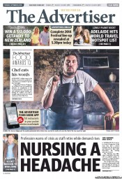 The Advertiser (Australia) Newspaper Front Page for 29 October 2013