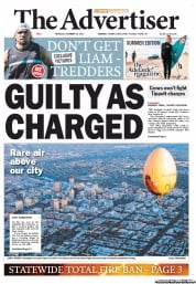 The Advertiser (Australia) Newspaper Front Page for 29 November 2012