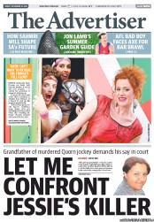The Advertiser (Australia) Newspaper Front Page for 29 November 2013