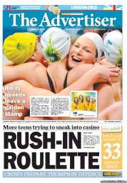 The Advertiser (Australia) Newspaper Front Page for 30 July 2012