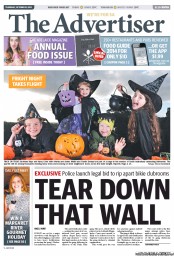The Advertiser (Australia) Newspaper Front Page for 31 October 2013