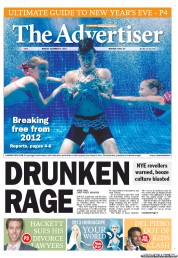 The Advertiser (Australia) Newspaper Front Page for 31 December 2012