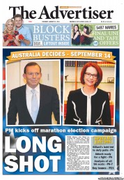 The Advertiser (Australia) Newspaper Front Page for 31 January 2013
