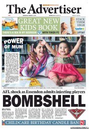 The Advertiser (Australia) Newspaper Front Page for 6 February 2013