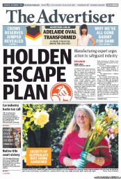 The Advertiser (Australia) Newspaper Front Page for 7 November 2013