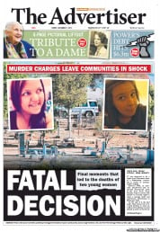 The Advertiser (Australia) Newspaper Front Page for 7 December 2012