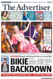 The Advertiser (Australia) Newspaper Front Page for 9 November 2013