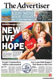 The Advertiser (Australia) Newspaper Front Page for 9 February 2013