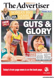 The Advertiser (Australia) Newspaper Front Page for 9 August 2012