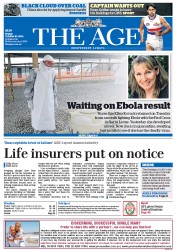 The Age (Australia) Newspaper Front Page for 10 October 2014