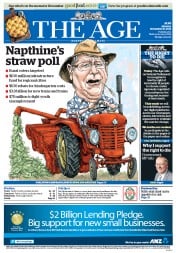 The Age (Australia) Newspaper Front Page for 10 November 2014