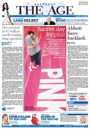 The Age (Australia) Newspaper Front Page for 10 May 2014