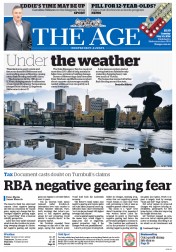 The Age (Australia) Newspaper Front Page for 10 May 2016