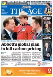 The Age (Australia) Newspaper Front Page for 10 June 2014