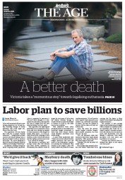 The Age (Australia) Newspaper Front Page for 10 June 2016