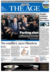 The Age (Australia) Newspaper Front Page for 10 July 2015
