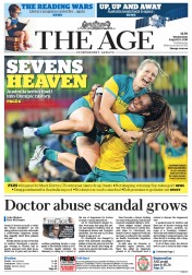 The Age (Australia) Newspaper Front Page for 10 August 2016