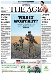 The Age (Australia) Newspaper Front Page for 10 September 2016