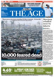 The Age (Australia) Newspaper Front Page for 11 November 2013