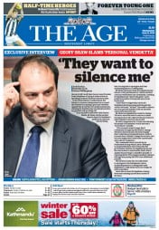 The Age (Australia) Newspaper Front Page for 11 June 2014