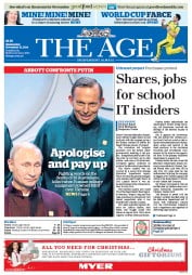 The Age (Australia) Newspaper Front Page for 12 November 2014