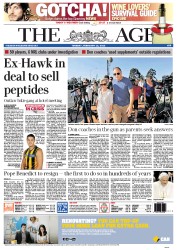 The Age (Australia) Newspaper Front Page for 12 February 2013