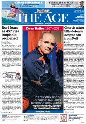 The Age (Australia) Newspaper Front Page for 12 March 2014