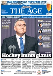 The Age (Australia) Newspaper Front Page for 12 May 2015