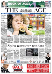 The Age (Australia) Newspaper Front Page for 12 July 2012