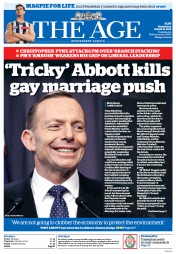The Age (Australia) Newspaper Front Page for 12 August 2015