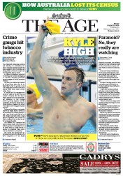 The Age (Australia) Newspaper Front Page for 12 August 2016