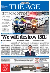 The Age (Australia) Newspaper Front Page for 12 September 2014
