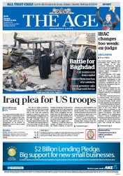 The Age (Australia) Newspaper Front Page for 13 October 2014